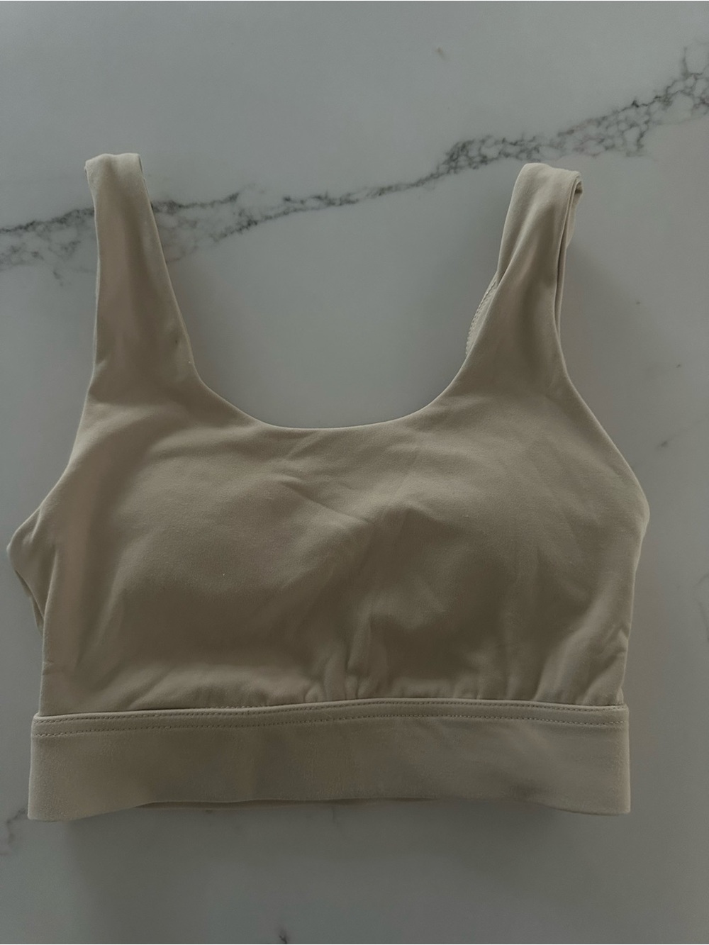 Seamless Scoop Neck Sports Bra - Beige